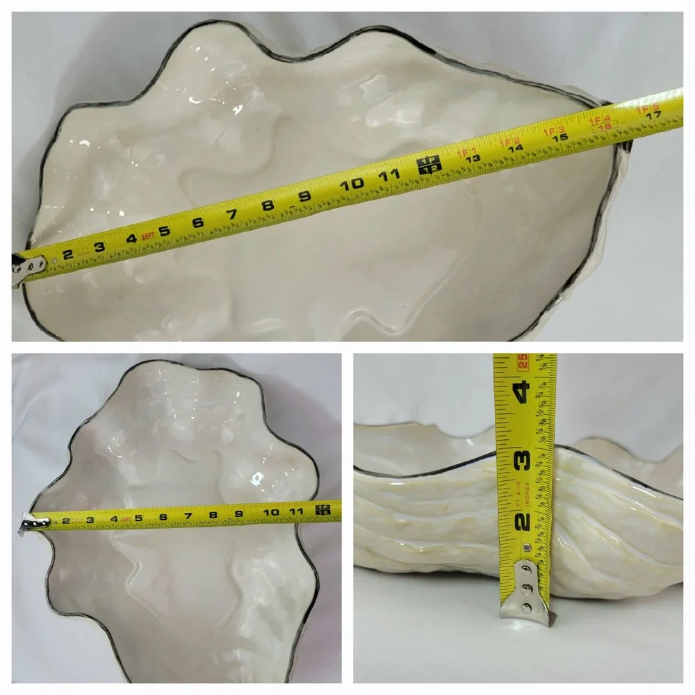 Pottery Barn Under the Sea Clam Shell Serving Bowl Cream Ceramic Coastal Decor